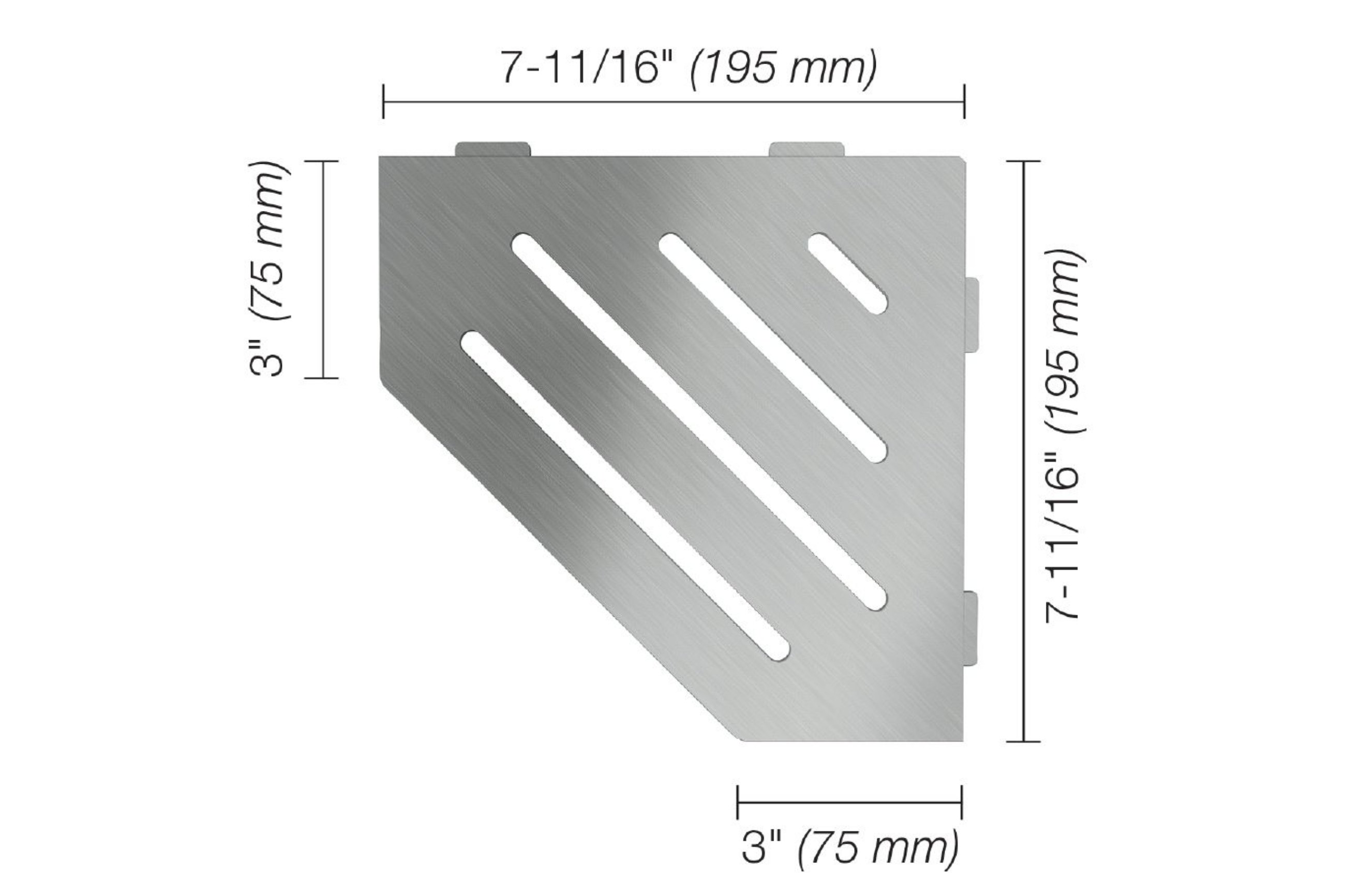 Schluter Shelf Pentagone Coin Wave Inox Brossé SES2D10EB