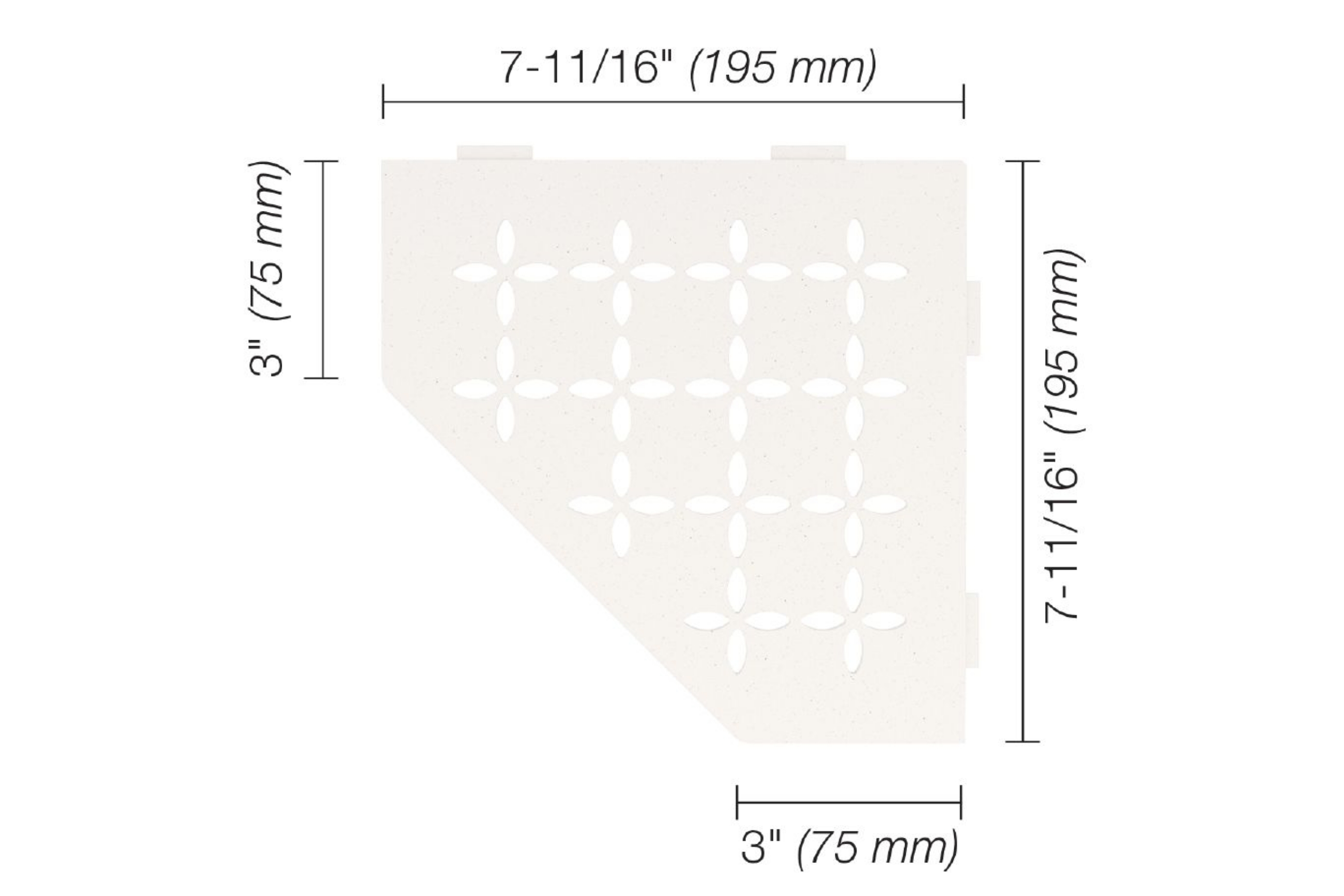 Schluter Shelf Pentagone Coin Floral Blanc Mat SES2D5MBW