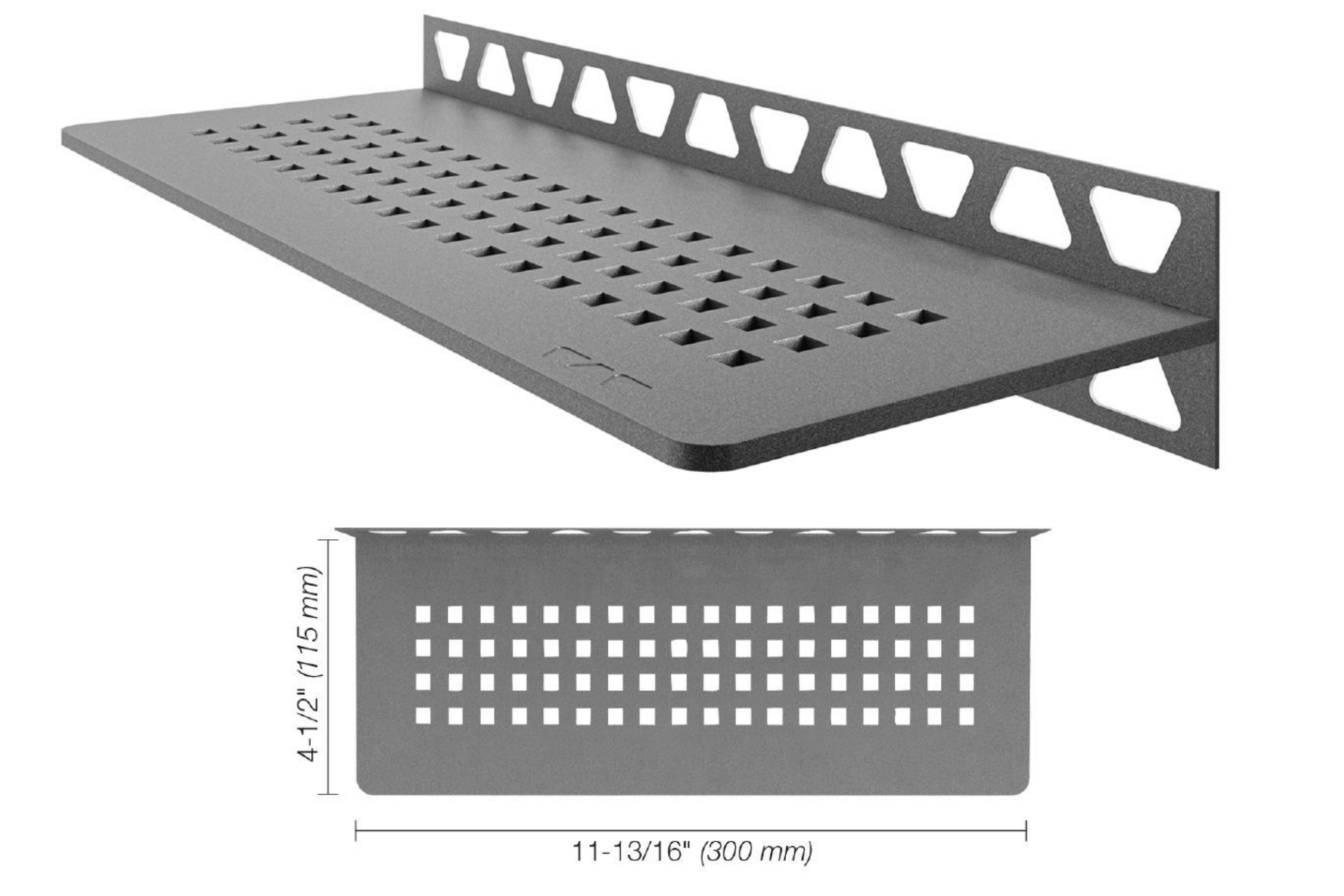 Schluter Shelf-W Rectangle Mur Square Étain SWS1D3TSG